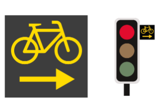 3 Zusatztafel: Rechtsabbiegen  für Radfahrer gestattet